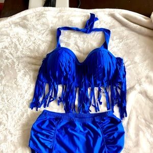 Royal blue bikini set, xxl two piece suit.